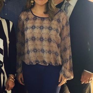 3 FOR $30! Size M Royal Blue and Cream Blouse